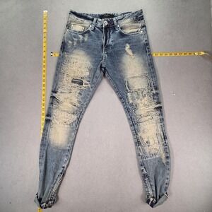 Represent Jeans Mens Blue Selvedge Thrashed Destroyed Patched Fits 30x31